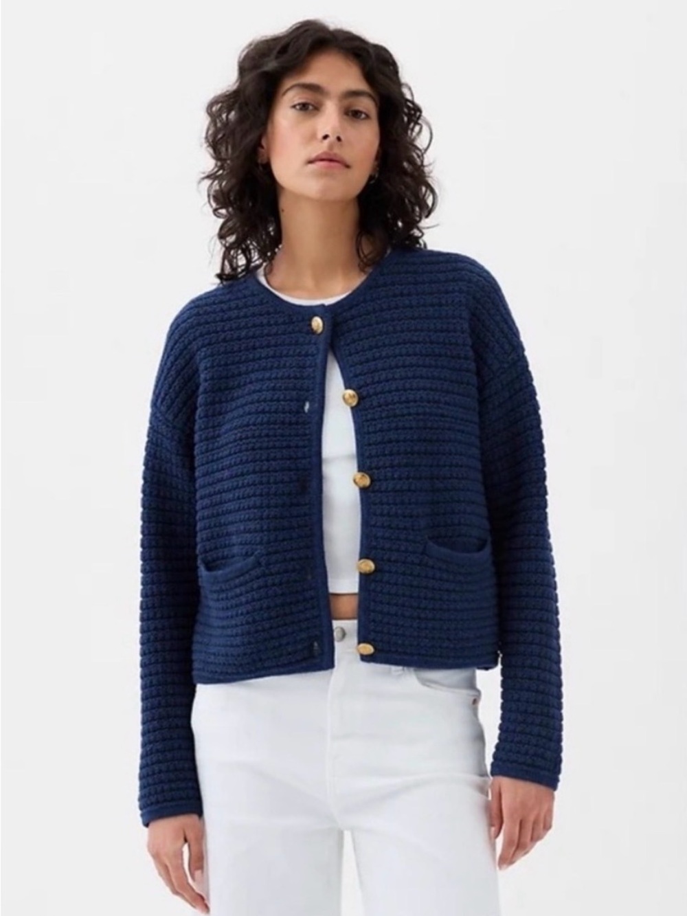 GAP Navy Textured Cardigan